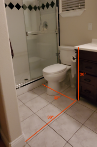 Image of bathroom showing dimensions of room.